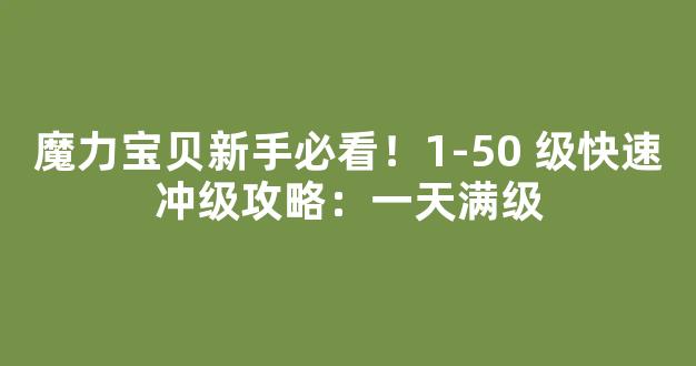 魔力宝贝新手必看！1-50 级快速冲级攻略：一天满级